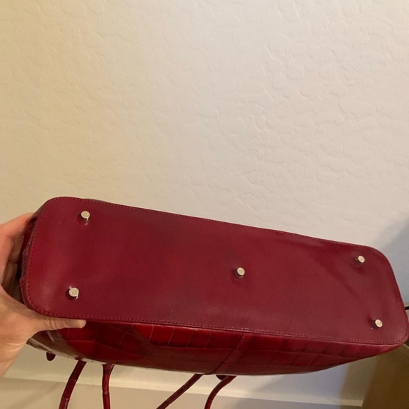 Monsac red faux crocodile embossed leather tote - Picture 12 of 12